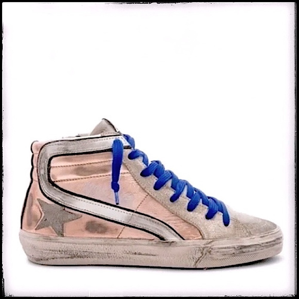 GGDB ★ LIKE NEW ★ Golden Goose Star Slide Sneaker Pink Laminate Metallic Leather
